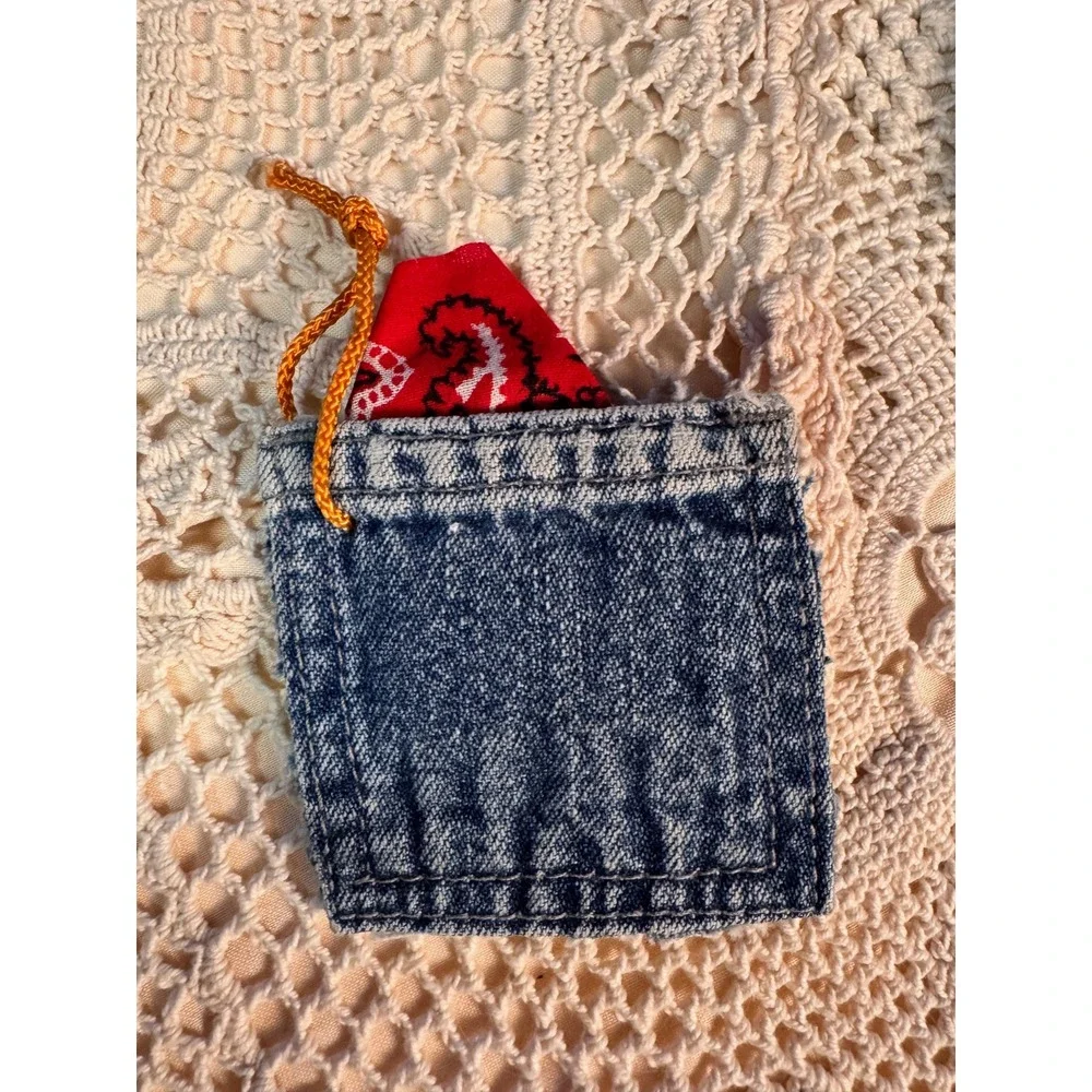Handmade Countrycore Ornament Set Denim Pocket Bandana‎ Farmhouse Decor